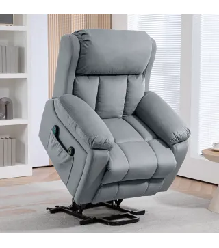 Sillón Levanta Personas con 8 Punto de Masaje Función de Calentamiento Mando a Distancia y Bolsillo Lateral Gris