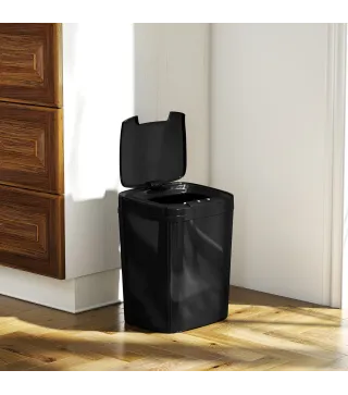 Cubo de Basura Cocina Automático 15 L con Sensor Infrarrojo y Modo Manual Anillo de Retención Antihuellas Negro