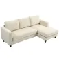 Sofá Chaise Longue de 3 Plazas en Forma de L Tapizado en Pana Asiento y Respaldo Acolchados 214x134x87 cm Beige