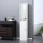 Armario para Baño Alto Mueble Columna de Baño con Espejo 2 Puertas y Estantes Ajustables Multiusos 32x28x162 cm Blanco
