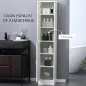 Armario para Baño Alto Mueble Columna de Baño con Espejo 2 Puertas y Estantes Ajustables Multiusos 32x28x162 cm Blanco