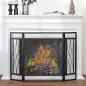Pantalla Protectora de Chimenea Plegable de 3 Paneles con Bisagras y Estructura de Metal Decorativa 126x3x80 cm Negro Pantalla Protectora de Chimenea Plegable de 3 Paneles con Bisagras y Estructura de Metal Decorativa 126x3x80 cm Negro
