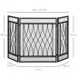 Pantalla Protectora de Chimenea Plegable de 3 Paneles con Bisagras y Estructura de Metal Decorativa 126x3x80 cm Negro Pantalla Protectora de Chimenea Plegable de 3 Paneles con Bisagras y Estructura de Metal Decorativa 126x3x80 cm Negro