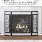 Pantalla Protectora de Chimenea Plegable de 3 Paneles con Bisagras y Estructura de Metal Decorativa 126x3x80 cm Negro Pantalla Protectora de Chimenea Plegable de 3 Paneles con Bisagras y Estructura de Metal Decorativa 126x3x80 cm Negro
