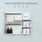 Armario con Espejo para Baño con 3 Estantes Abiertos y 1 Estante Interior Estilo Moderno 60x18x50 cm Blanco