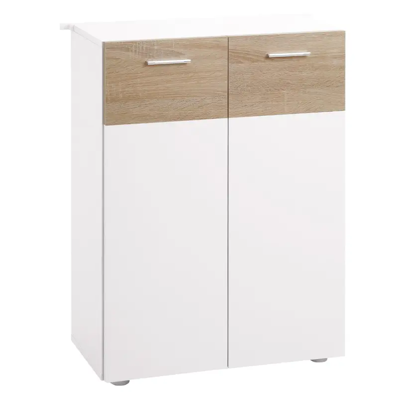 Armario de Suelo para Baño con 2 Puertas y Estantes Interiores Ajustables Mueble Auxiliar de Madera Multiusos para Salón Cocina