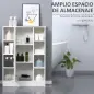 Armario de Suelo para Baño de Madera con 8 Compartimentos Abiertos y 1 Puerta con Estantes Ajustables Mueble Auxiliar Multiusos