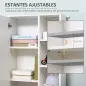 Armario de Suelo para Baño de Madera con 8 Compartimentos Abiertos y 1 Puerta con Estantes Ajustables Mueble Auxiliar Multiusos