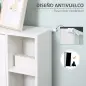 Armario de Suelo para Baño de Madera con 8 Compartimentos Abiertos y 1 Puerta con Estantes Ajustables Mueble Auxiliar Multiusos