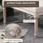 Banco Pie de Cama, Taburete Pie de Cama Tapizado en Lino Sintético con Patas de Madera y Asiento Acolchado, Estilo Vintage, Banc