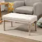 Banco Pie de Cama, Taburete Pie de Cama Tapizado en Lino Sintético con Patas de Madera y Asiento Acolchado, Estilo Vintage, Banc