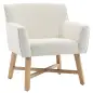 Butaca de Salón Tapizada en Terciopelo con Reposabrazos Acolchados y Patas de Madera Cruzadas 67x65x74 cm Blanco Crema