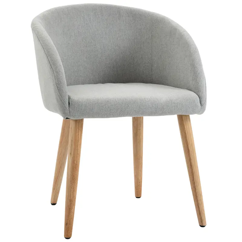 Silla de Comedor Tapizada en Lino Sintético Transpirable con Asiento Acolchado y Patas de Madera Silla de Ocio Moderna para Saló Silla de Comedor Tapizada en Lino Sintético Transpirable con Asiento Acolchado y Patas de Madera Silla de Ocio Moderna para Saló