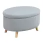Puff Almacenaje Ovalado, Banco Almacenaje, 71x51,5x42 cm, Tapizado en Terciopelo, con Patas de Madera Maciza, Carga 120 kg, para