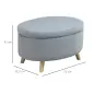 Puff Almacenaje Ovalado, Banco Almacenaje, 71x51,5x42 cm, Tapizado en Terciopelo, con Patas de Madera Maciza, Carga 120 kg, para