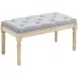 Banco Pie de Cama Tapizado en Lino Sintético con Patas de Madera y Asiento Acolchado Estilo Vintage Gris Claro