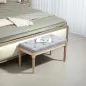 Banco Pie de Cama Tapizado en Lino Sintético con Patas de Madera y Asiento Acolchado Estilo Vintage Gris Claro