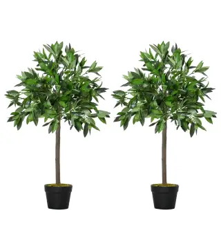 Juego 2 Árboles de Laurel Artificiales