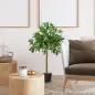2 Plantas Artificiales de 90 cm de Altura Árboles de Laurel Decorativos con Maceta para Hogar Salón Uso en Interiores Verde