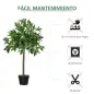 2 Plantas Artificiales de 90 cm de Altura Árboles de Laurel Decorativos con Maceta para Hogar Salón Uso en Interiores Verde