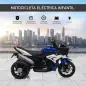 Moto Eléctrica Infantil con Luces Bocina Música Neumáticos Anchos Moto para Niños con Velocidad 3 km/h Azul