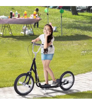 Patinete Scooter para Niños de +5 Años con Neumáticos Inflables Grandes de 16 Pulgadas con Frenos y Manillar Ajustable en Altura