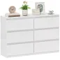 Cómoda Dormitorio con 6 Cajones Cajonera para Salón Oficina Estilo Moderno 112x34x75 cm Blanco Brillo