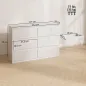Cómoda Dormitorio con 6 Cajones Cajonera para Salón Oficina Estilo Moderno 112x34x75 cm Blanco Brillo