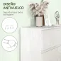 Cómoda Dormitorio con 6 Cajones Cajonera para Salón Oficina Estilo Moderno 112x34x75 cm Blanco Brillo