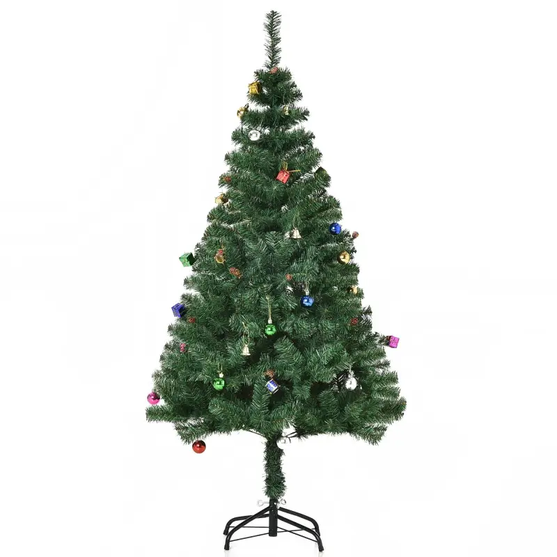 Árbol de Navidad Artificial 150 cm con 420 Ramas Adornos Piñas Decoración Navideña para Interiores Verde Árbol de Navidad Artificial 150 cm con 420 Ramas Adornos Piñas Decoración Navideña para Interiores Verde