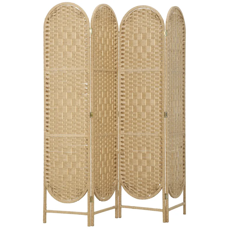 Biombo Separador de Ambientes 4 Paneles 160x170 cm con Parte Superior Arqueada Tejido a Mano Divisor Plegable Natural Biombo Separador de Ambientes 4 Paneles 160x170 cm con Parte Superior Arqueada Tejido a Mano Divisor Plegable Natural