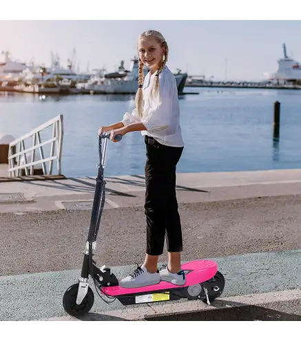 Patinete Eléctrico Plegable para Niños y Adolescentes de +7 Años con Manillar Ajustable en Altura 78x37x87-95 cm Rosa