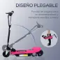 Patinete Eléctrico Plegable para Niños y Adolescentes de +7 Años con Manillar Ajustable en Altura 78x37x87-95 cm Rosa