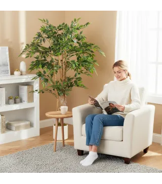 Ficus Artificial 150 cm Planta Artificial con 1116 Hojas y Maceta Planta Artificial Decorativa para Interior Verde