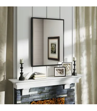 Espejo de Baño 70x90 cm Espejo de Pared Decorativo para Salón Entrada Pasillo Horizontal o Vertical Negro