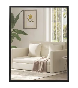 Espejo de Baño 70x90 cm Espejo de Pared Decorativo para Salón Entrada Pasillo Horizontal o Vertical Negro