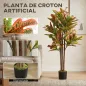 Crotón Artificial 120 cm Planta Artificial Decorativa con Maceta y Hojas para Decoración del Interior Multicolor
