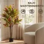 Crotón Artificial 120 cm Planta Artificial Decorativa con Maceta y Hojas para Decoración del Interior Multicolor
