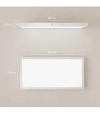 Juego de 4 Lámparas de Techo Color Regulable con Interruptor DIP y de Pared 3000K/4000K/6000K 60x30x3,7 cm Blanco
