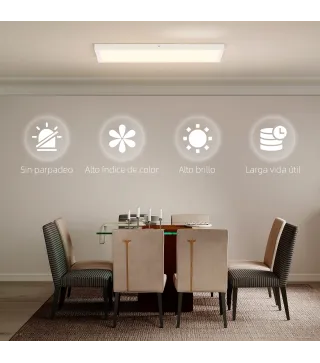 Juego de 4 Lámparas de Techo Color Regulable con Interruptor DIP y de Pared 3000K/4000K/6000K 60x30x3,7 cm Blanco