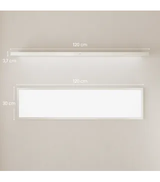 Juego de 4 Lámparas de Techo Color Regulable con Interruptor DIP y de Pared 3000K/4000K/6000K 120x30x3,7 cm Blanco