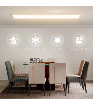 Juego de 4 Lámparas de Techo Color Regulable con Interruptor DIP y de Pared 3000K/4000K/6000K 120x30x3,7 cm Blanco