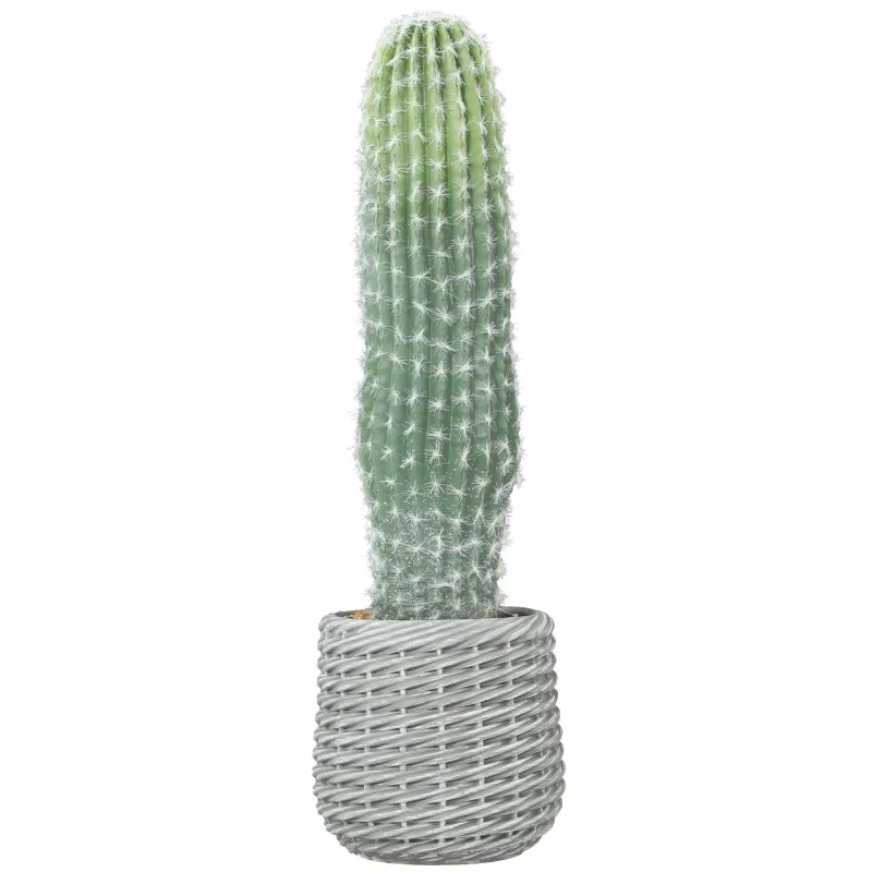 Cactus Artificial 66 cm, Planta Artificial Decorativa con Maceta para Decoración del Interior Verde