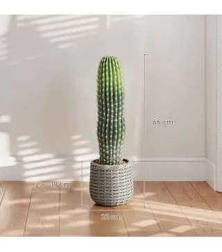 Cactus Artificial 66 cm, Planta Artificial Decorativa con Maceta para Decoración del Interior Verde