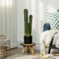 Cactus Artificial 66 cm Planta Artificial Decorativa con Maceta y 3 Hojas para Decoración del Interior Verde