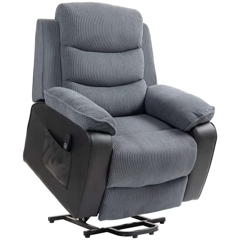 Sillón Relax Reclinable Eléctrico Levanta Personas con Mando a Distancia Puerto USB y Bolsillos Laterales Gris Oscuro