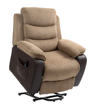 Sillón Relax Reclinable Eléctrico Levanta Personas con Mando a Distancia Puerto USB y Bolsillos Laterales Marrón