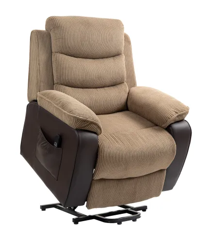 Sillón Relax Reclinable Eléctrico Levanta Personas con Mando a Distancia Puerto USB y Bolsillos Laterales Marrón