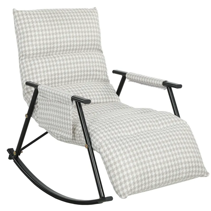 Silla Mecedora con Respaldo y Reposapiés Ajustables Mecedora Sillón Balancín Tapizado en Lino 62x100x89 cm Gris