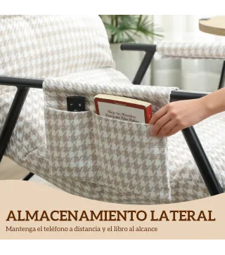 Silla Mecedora con Respaldo y Reposapiés Ajustables Mecedora Sillón Balancín Tapizado en Lino 62x100x89 cm Gris